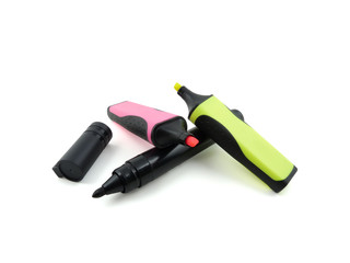 Marqueur Noir et Surligneurs Jaune Rouge