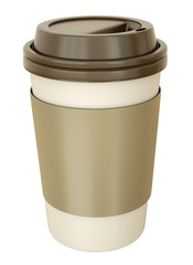 Coffee cup with lid. 3D render.