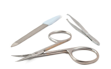nail clippers, tweezers, nail file