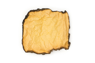 Burnt paper isolated on the white background