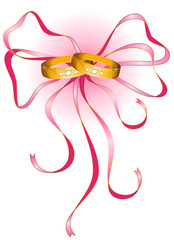 Vector two wedding rings with ribbons