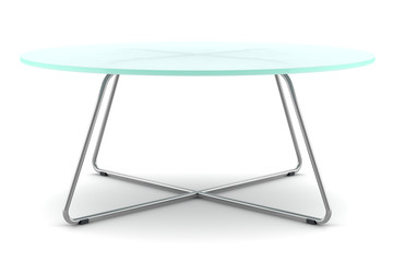 modern glass round table isolated on white background