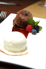 Chocolate Dessert with Ice Cream