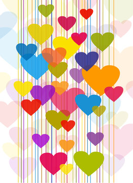 transparent colorful hearts