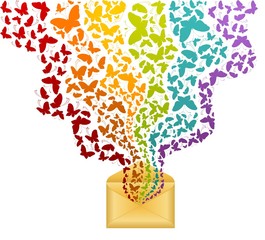 celebratory envelope with beautiful butterflies