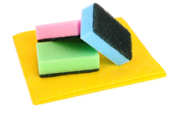 cleaning sponges isolated on white