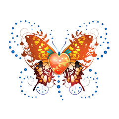 Stylized butterfly with heart for Valentine's day card