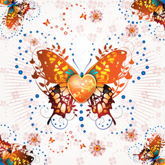Stylized butterfly with heart for Valentine's day card