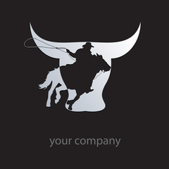 Logo cowboy on black background # Vector