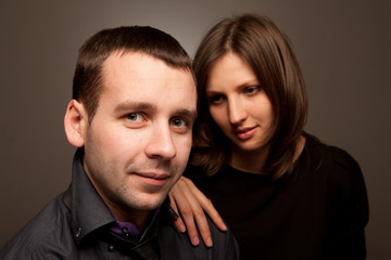 Closeup portrait of a young beautiful couple