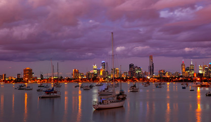 Melbourne Skyline St Kilda Harbour