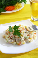 Salad with meat.