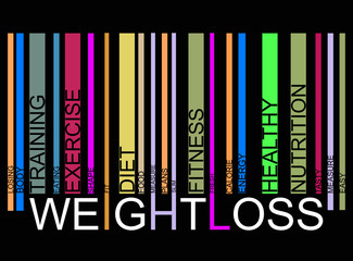 weightloss  text barcode, vector