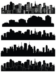 Fototapeta premium Set of vector cities silhouette