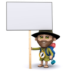 3d Rambler holds a sign aloft