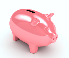 Piggy bank over white background