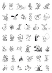 set di illustrazioni di conigli per Pasqua