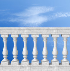 balustrade with pillar against blue sky