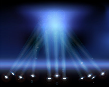 Spotlights in the sky. Vector illustration.