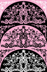 abstract black, pink and white decoration
