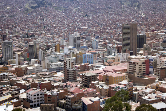 Top view of La Paz, Bolivia.