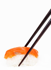Japanese sushi ready to eat with chopsticks