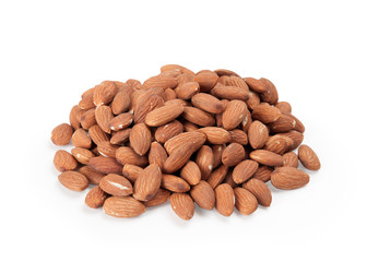 Almonds on white background