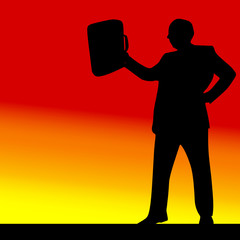 man black silhouette with bag illustration