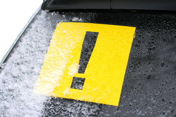 exclamation point on the car glass