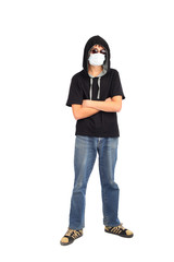 teenager in the mask isolated on white