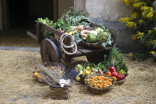 Medieval Market Stall Selling Fruit