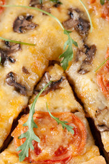 Pizza with mushroom and tomatoes