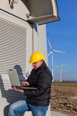 Technician Engineer in Wind Turbine Power Generator Station.