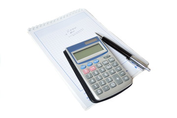 Calculator and pen in the background scheduler
