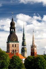 Latvian church towers in Riga