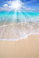 Caribbean turquoise beach sea sun beams