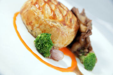 Fillet mignon and oyster mushroom fricassee
