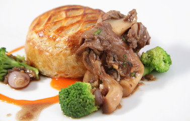 Fillet mignon and oyster mushroom fricassee