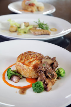 Fillet mignon and oyster mushroom fricassee