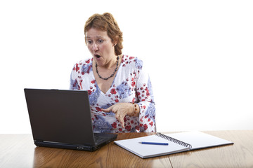 Business woman computer virus bug crash