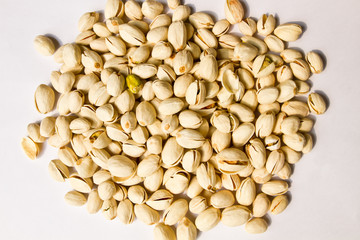 Pistachio on white background