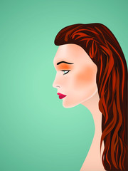 Face portrait of beautiful girl. Vector