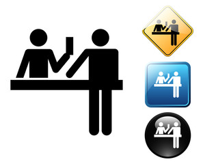 Ticket purchase pictogram and signs