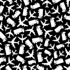 Seamless background with airplane and truck.