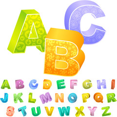 Colored 3d alphabet. Vector set.