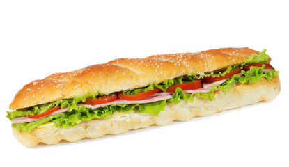 sandwich with ham and vegetables