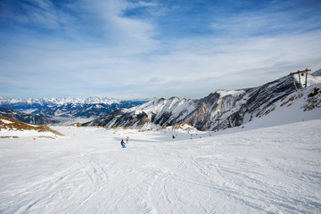 Fototapeta na wymiar winter with ski slopes of kaprun resort