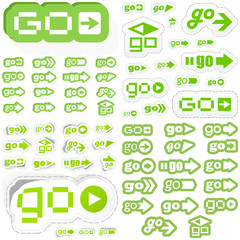 GO. Vector collection for design.