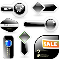 Vector collection of web elements. Black collection.