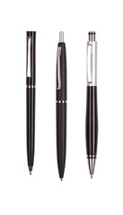 Three black pens isolated on white